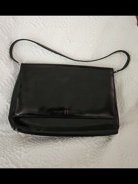 NWT Vintage kate spade Henry St Spazzalato Vachetta Leather Black Flap Bow Bag